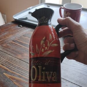 Pier 1 Red and Black Olive Oil Vase